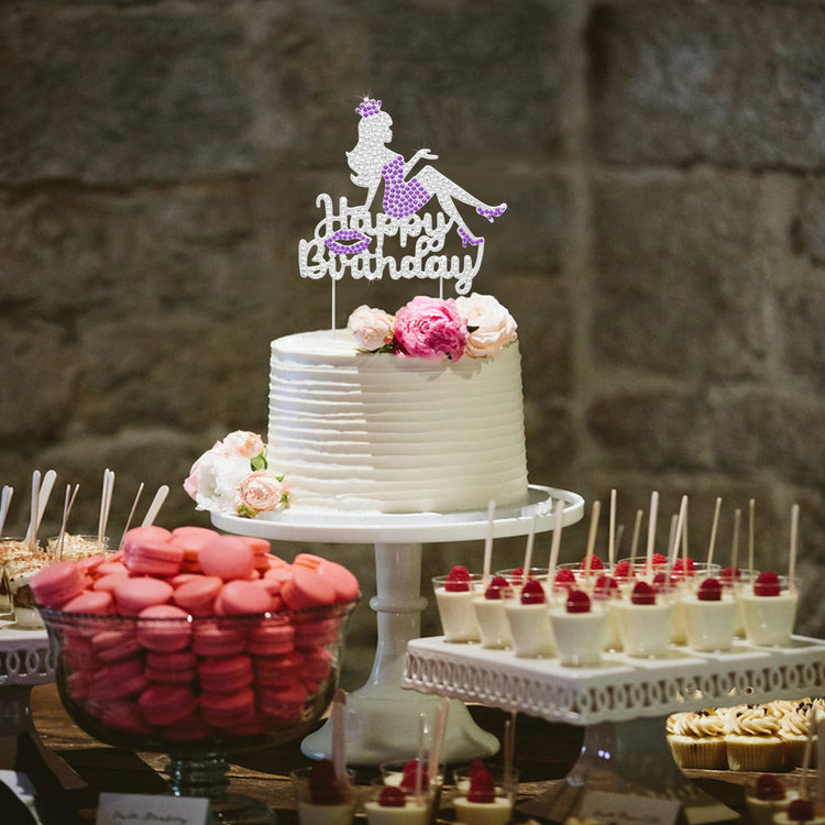 Happy Birthday Crown Queen Lady Rhinestone Cake Topper