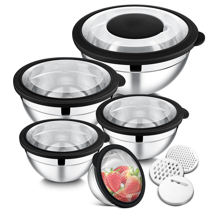 Mixing Bowls Stainless Steel Salad Mixing Bowl with Lid & Grater Set (5 Count)