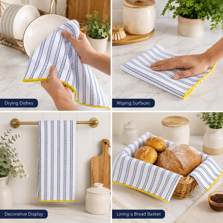 Printed Kitchen Dish Bar and Tea Towels Cotton (6 Count)