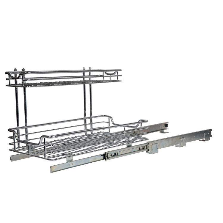 Glidez 2‑Tier Large Multipurpose Chrome‑Plated Steel Pull‑Out (Undersink / 12.25" - Extended)