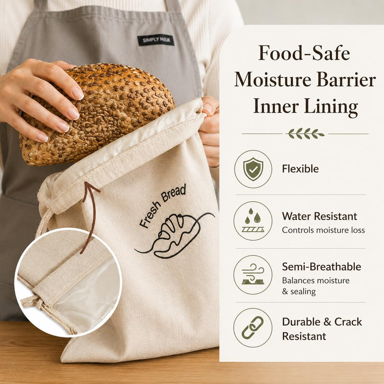 3 Pack Linen Bread Bags for Homemade Bread (3 Count)