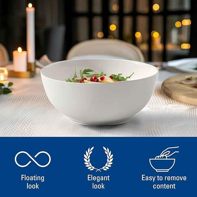 Villeroy & Boch For Me Round Vegetable Bowl, 9 in, Premium Porcelain, White