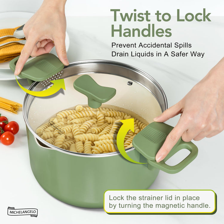 6 Qt Ceramic Nonstick Pasta Pot with Strainer Lid