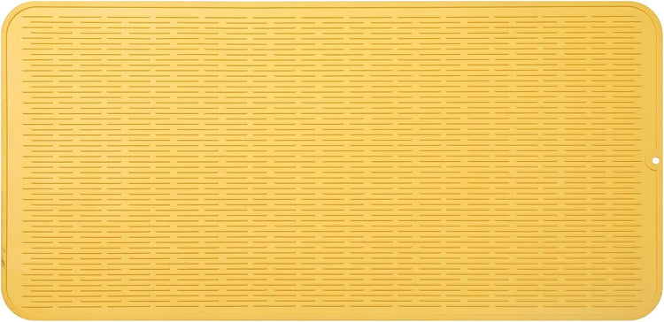 Silicone Dish Drying Mat for Multiple Usage,Easy clean,Eco-friendly,Heat-resistant Silicone Mat for Kitchen Counter or Sink,Refrigerator or Drawer Liner Yellow 5XL 36inches x 18inches