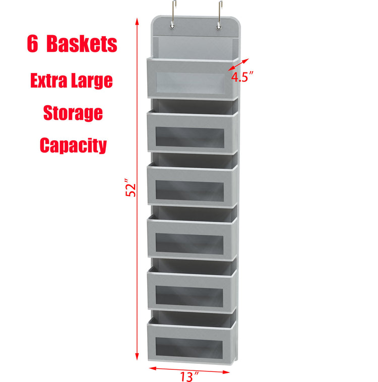 6 Clear Window Pocket Over Door Hanging Organizer
