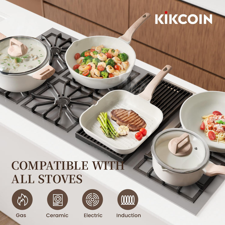 16Pcs Ceramic Pots and Pans Set Non Stick
