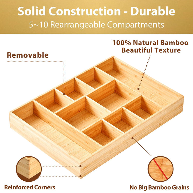 Extra Large Bamboo Desk Drawer Organizer