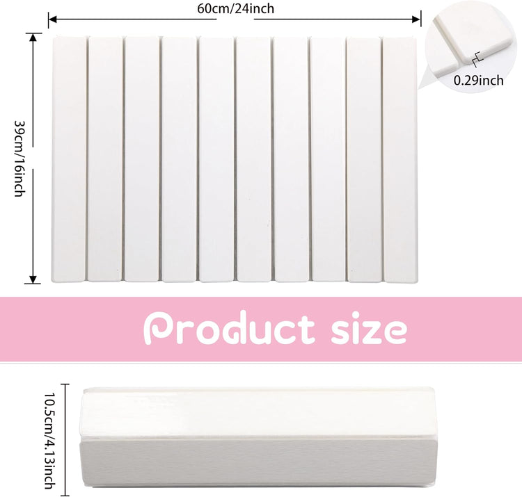 Quick Dry Collapsible Dish Drying Mat, Eco-Friendly Absorbent Diatomaceous Earth Mats for Dishes Bottles Cups 24"×16"Large Stone Dish Drying Mats for Kitchen Counter (White, 24"(L)×16"(W))