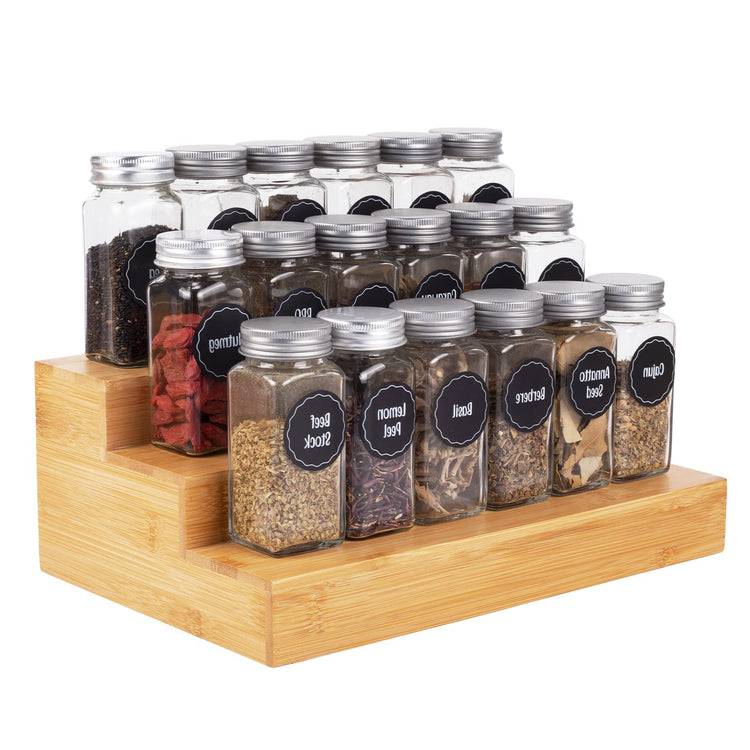 Bamboo Spice Rack Organizer for Cabinet 2 Pack