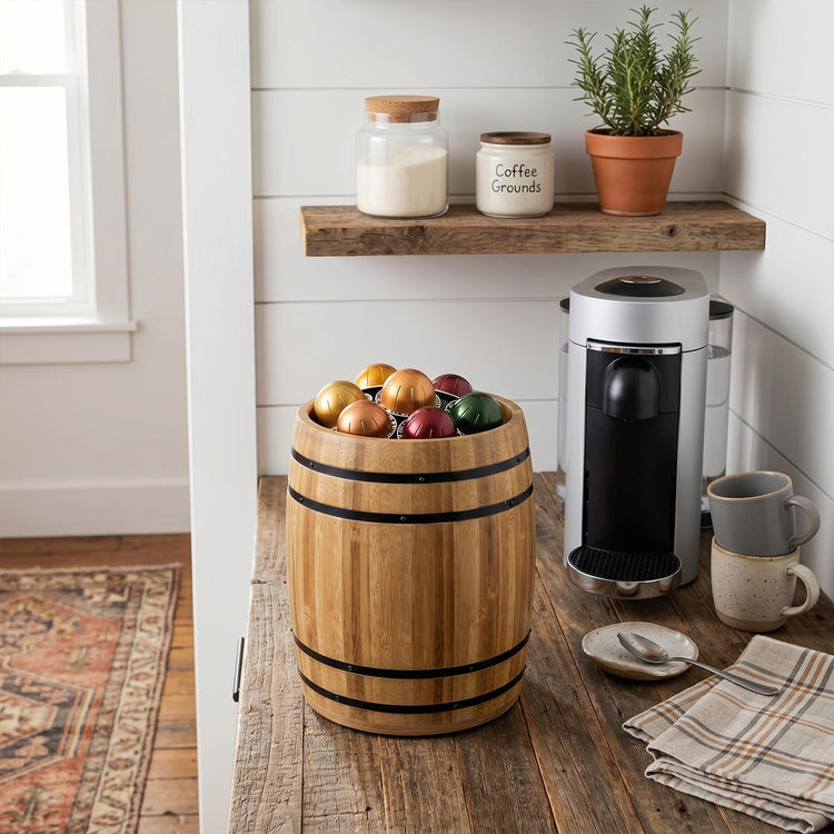 Wine Barrel Design Kitchen Utensil Crock