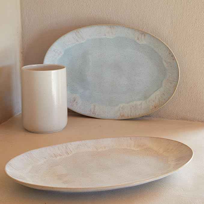 Casafina Ceramic Stoneware 18'' Oval Platter - Eivissa Collection, Sea Blue | Microwave, Dishwasher, Oven & Freezer Safe Dinnerware | Food Safe Glazing | Restaurant Quality Serveware