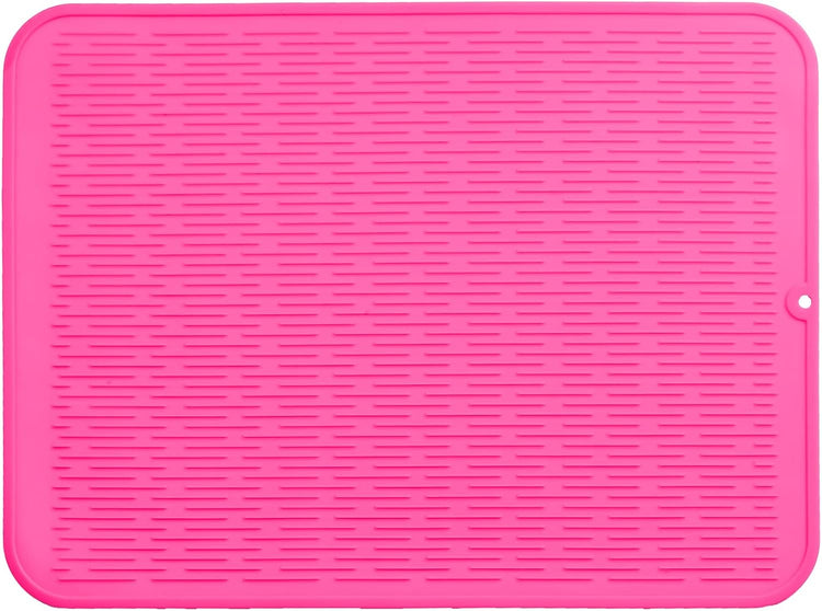 Silicone Dish Drying Mat for Multiple Usage,Easy clean,Eco-friendly,Heat-resistant Silicone Mat for Kitchen Counter or Sink,Refrigerator or Drawer Liner Rose 2XL 24 inches x 18 inches