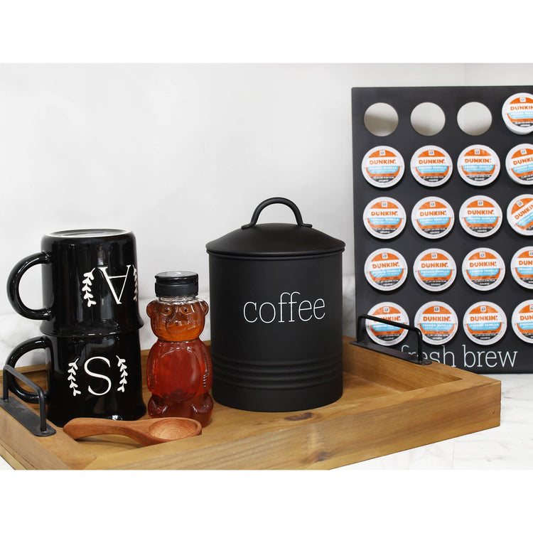 Enamelware Black Coffee Canister; Modern Farmhouse Style Coffee Storage for Kitchen