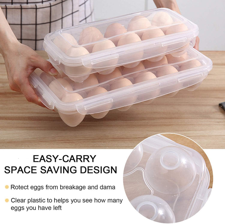 XBY-US 4 Pack Covered Egg Holders,Egg Holder For Refrigerator,travel egg Storage Container,Plastic Refrigerator Egg Trays,camping egg box,Deviled Egg Tray Carrier with Lid Fits 18X4 Eggs(72 Eggs)