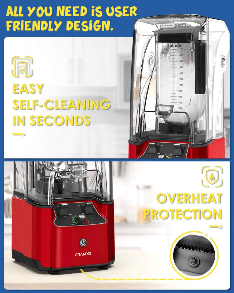 Quiet Commercial Blender with Soundproof Shield