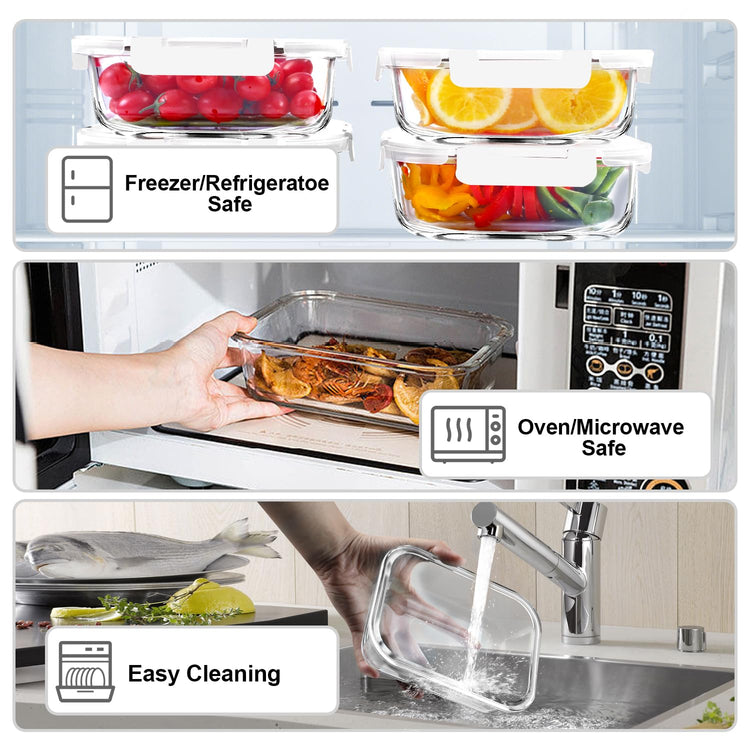 5 PACK 36 OZ Glass Meal Prep Containers Set with Lids (5 Count)