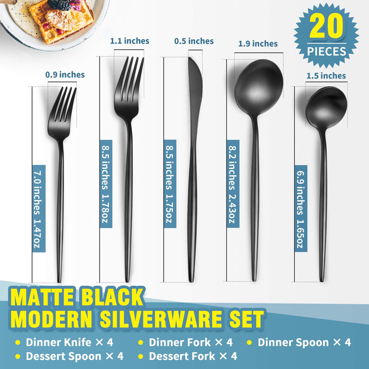 Matte Black Silverware Set for 4 (4 Count)