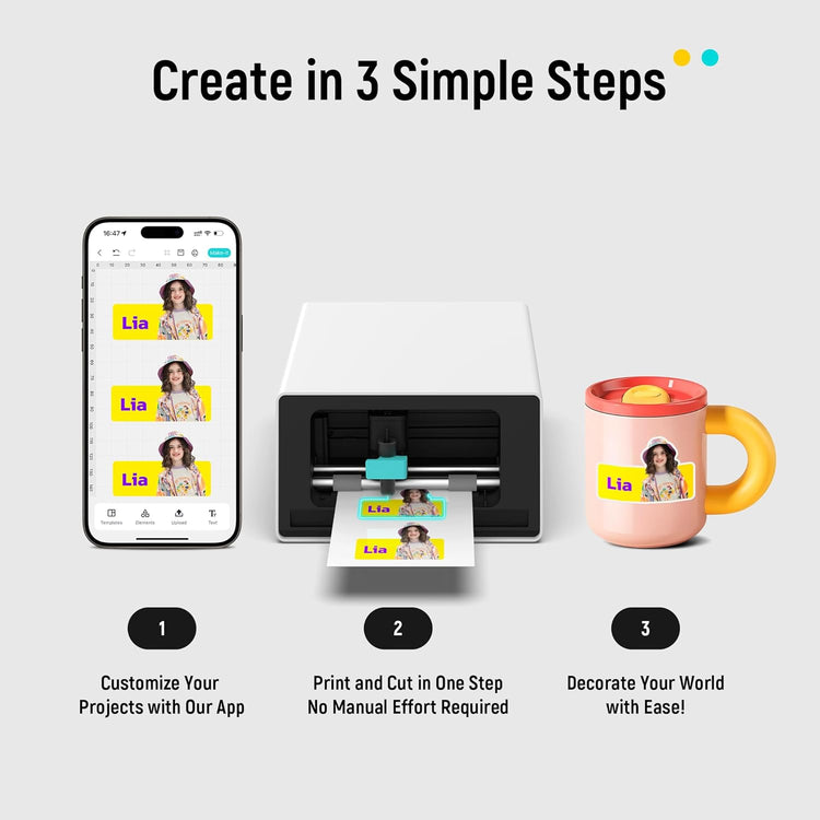 Liene PixCut S1 Ultimate Pro Pack - All-in-One Sticker Maker Machine for Custom Stickers, High-Volume Printing&Professional-Grade Photos, Thermal Dye-Sublimation, 300 DPI Prints, Precise