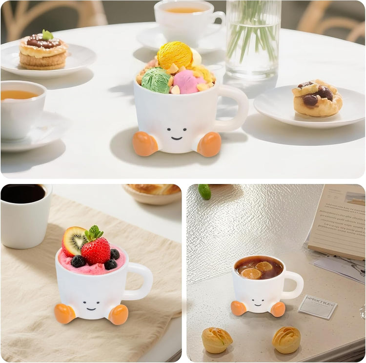 Cute Coffee Mug for Women, Ceramic Funny Coffee Cup - 12 oz Novelty Unique Teacup with Handle - Artistic Coffee Mug for Family, Friends, Coworkers(Orange)