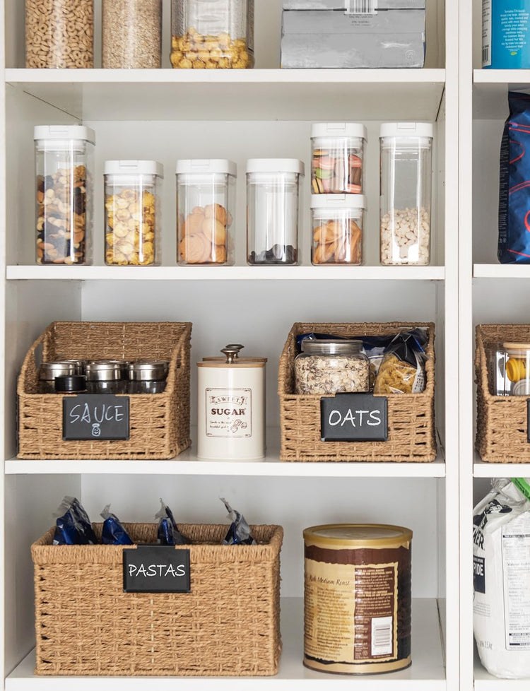 StorageWorks Wicker Baskets for Organizing, Pantry Organizers and Storage, Round Paper Rope Storage Basket for Pantry Shelves, Orange, 2 Pack