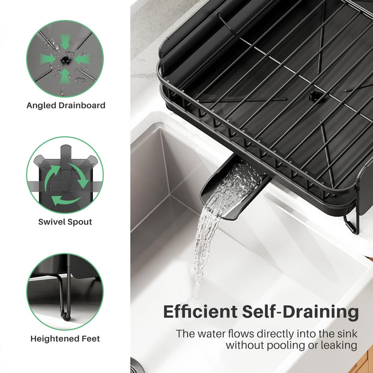 Large Expandable Dish Drying Rack for Kitchen Counter