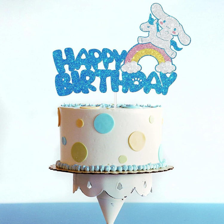 Cute Cake Decorations, Cake Topper, Cartoon Birthday Party Decorations (Blue)