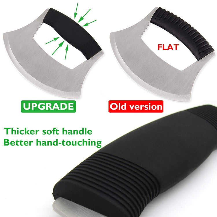 Pizza Cutter Stainless Steel Ulu knife Razor Sharp Rocker Slicer Cutter Mincing Mezzaluna Knife Salad Vegetable Chopper with Upgraded Ergonomic Anti