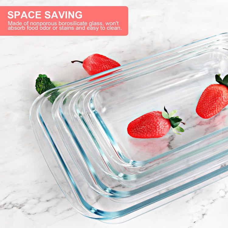 8 Pieces Glass Baking Dish with Lids (4 Count)