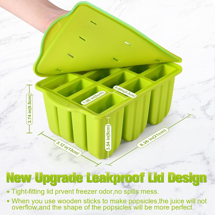 Silicone Popsicles Molds,Ice Pop Cream Mold Set Homemade Toddler Popsicle Maker For Kids Para Paletas De Helado Kulfi BPA Free, with 50 Sticks, 50 Bags,50 wire Ties (Green)
