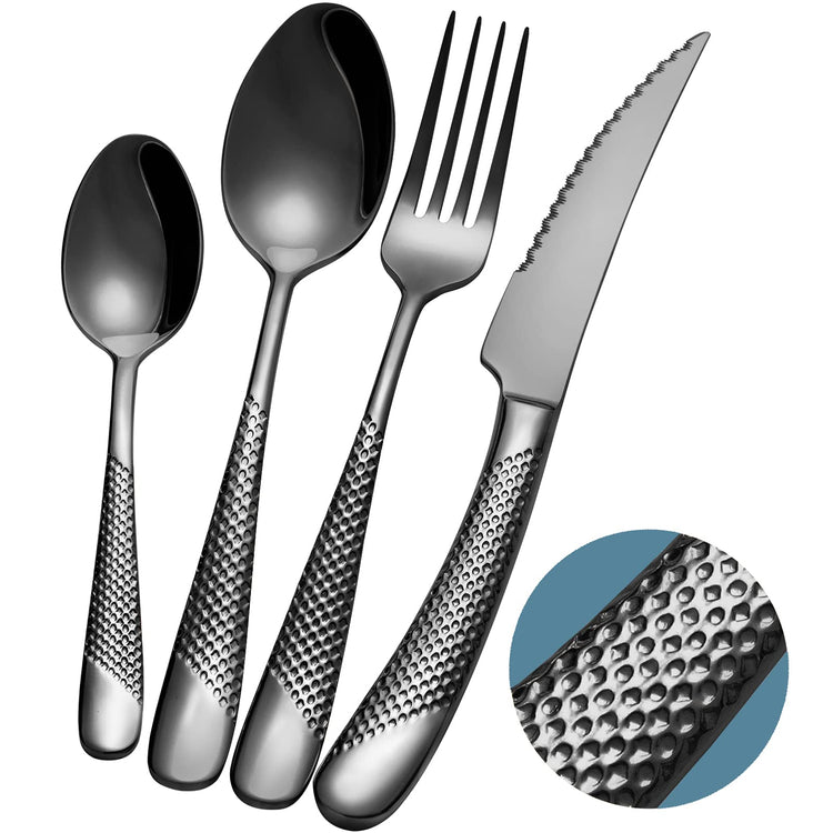 16 Piece Modern Black Hammered 18 (4 Count)