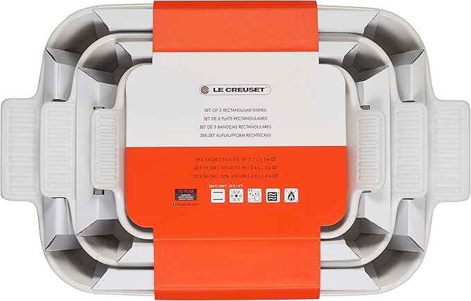 Le Creuset Stoneware Heritage Set 3 Rectangular Dishes, White