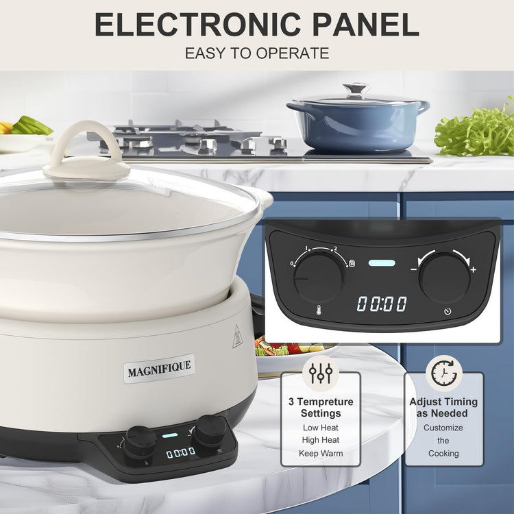 MAGNIFIQUE 5 Quart Programmable Slow Cooker with Auto Warm Setting