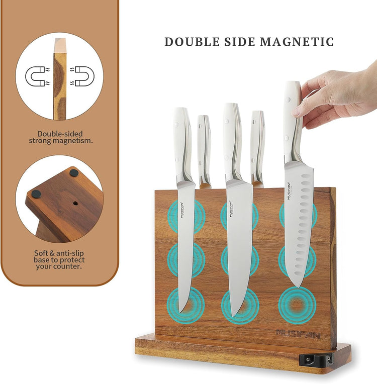 Magnetic Knife Block - Magnetic Knife Holder - Magnetic Knife Stand- Cutlery Display Stand and Storage Rack(sharpener)