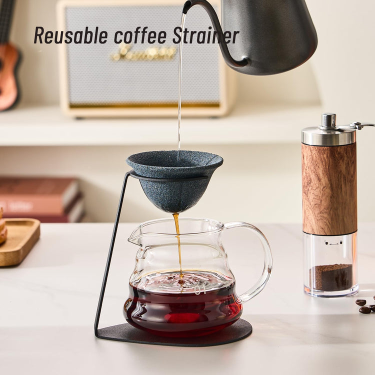 Ceramic Pour Over Coffee Dripper Set with Stand for 1 Cup Brewing