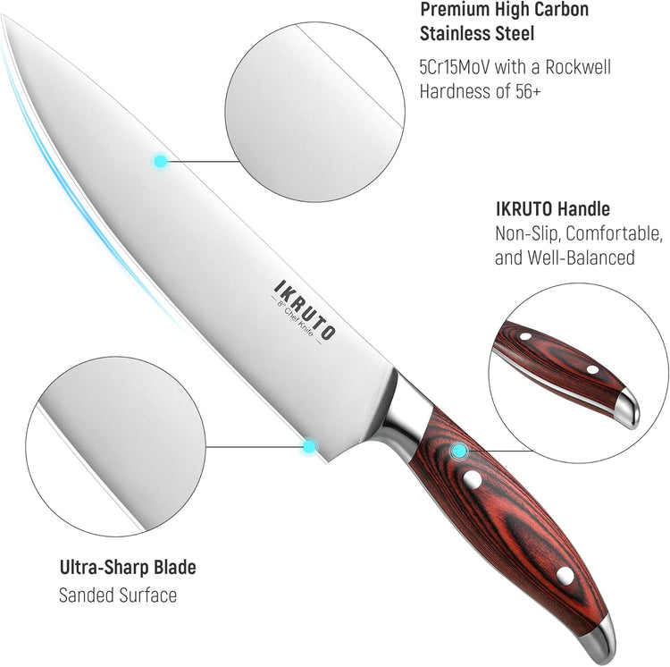 3-Piece Kitchen Knife Set – Includes Ultra-Sharp Chef Knife, High Carbon Stainless Steel Blades with Ergonomic Pakkawood Handles, Professional Knives Set for Kitchen, Elegant Gift Box