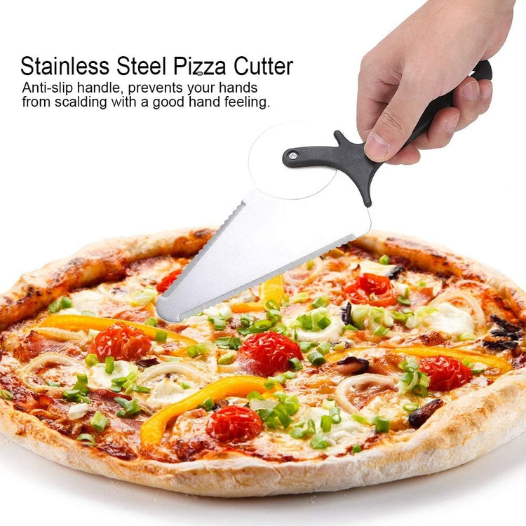 Pizza Cutter, Professional Sharp funny Classic Cutters Multifunctional Stainless Steel Pastry Pizza Wheel Cutter Shovel Spatula Tool