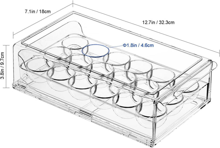 BPA Free Refrigerator Organizer Bins, Stackable Egg Holder, 18 Egg Tray