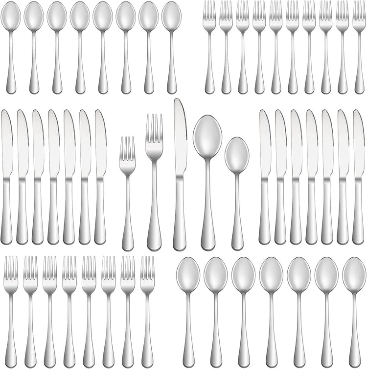 60 Piece Silverware Set Service for 12,Premium Stainless Steel Flatware Set,Mirror Polished Cutlery Utensil Sets,Durable Home Kitchen Eating Tableware Sets,Include Fork Knife Spoon,Dishwasher Safe