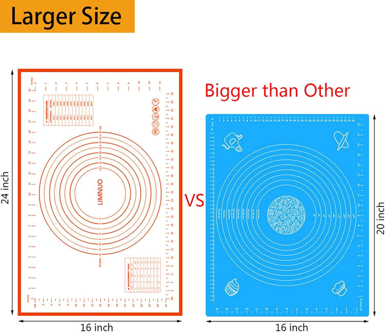 Silicone Baking Mat,Non Stick Rolling Dough with Measurements for Pie Pizza Cookies Fondant Making,Extra Thick Non Slip Silicone Pastry Mat