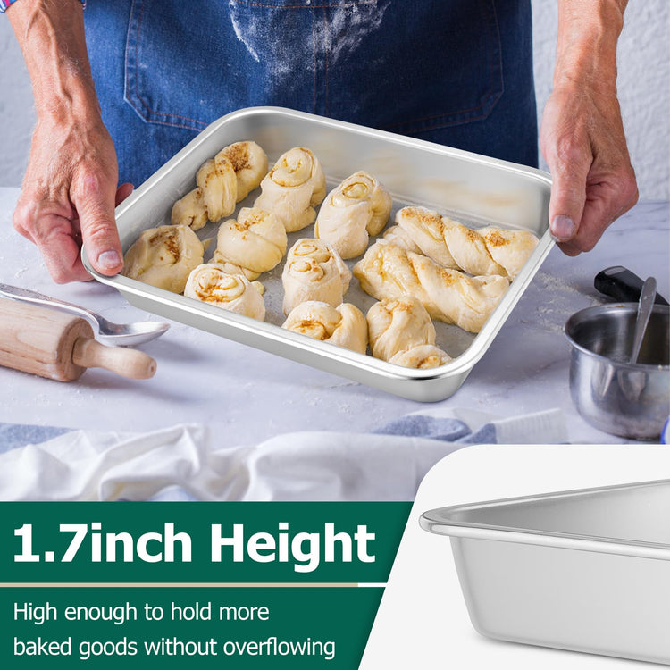 Lasagna Pan 10.6 x 8.3 x 1.7inch Stainless Steel Cake Brownie Pan