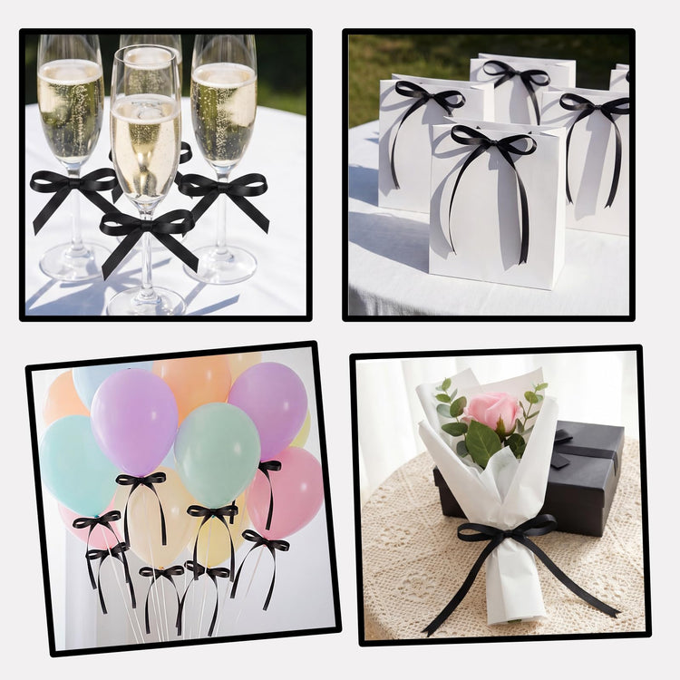 30 Pack Bow Cake Toppers Black Ribbon Bows for Cake Back to School Decor (30 Count)