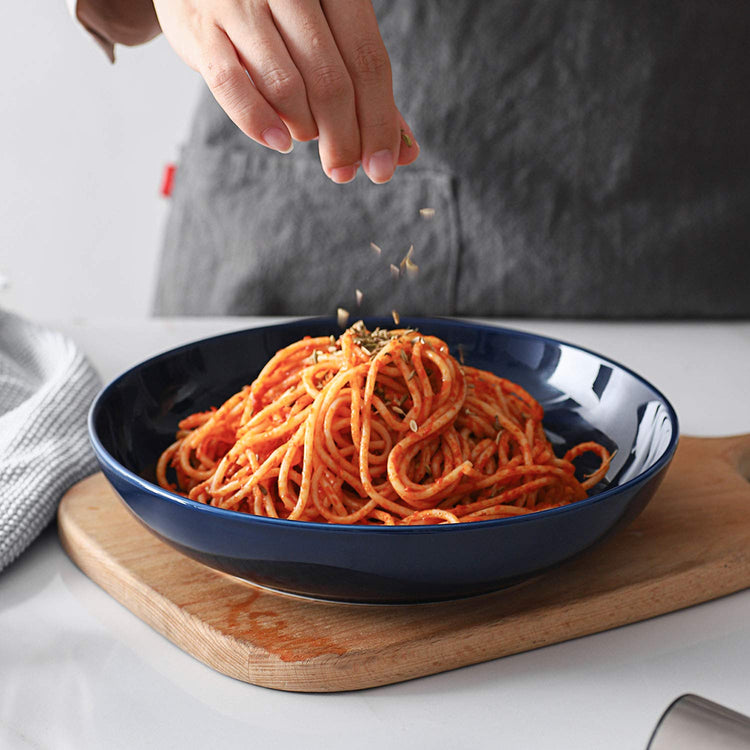Pasta Bowls 30oz Soup Bowls Salad Bowls Large Serving Bowl Porcelain Pasta Plates Wide and Shallow Bowls Set of 6 Microwave Dishwasher Safe (6 Count)