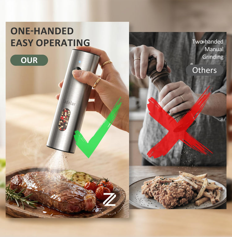 Rechargeable Electric Salt and Pepper Grinder Set with USB (3.72 Ounce)