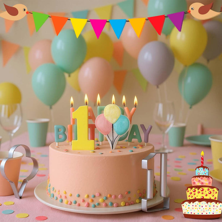 2 Pcs 5 Inch Balloon Cookie Cutter Number 1 Cookie Cutter Metal Birthday Cake Mold Fondant Cake Mold for School Party 1 Birthday One (2 Count)