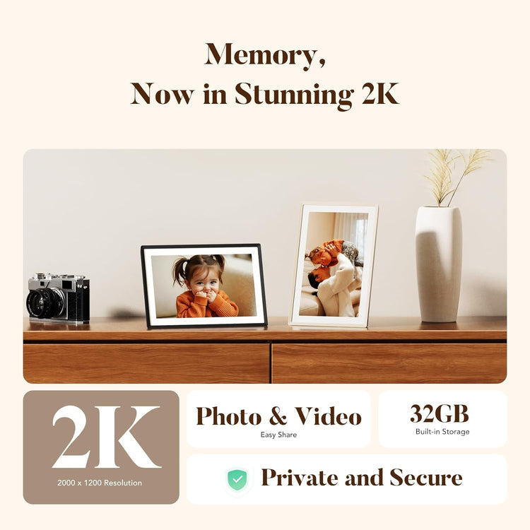 pexar by Lexar WiFi Digital Picture Frame 11″ | Yahoo Tech Best Tested Frame 2025 | 2K Resolution Ultimate Clarity, Anti-Glare Touch Stunning Screen for Gifting, Share Photos/Videos via APP, Sand