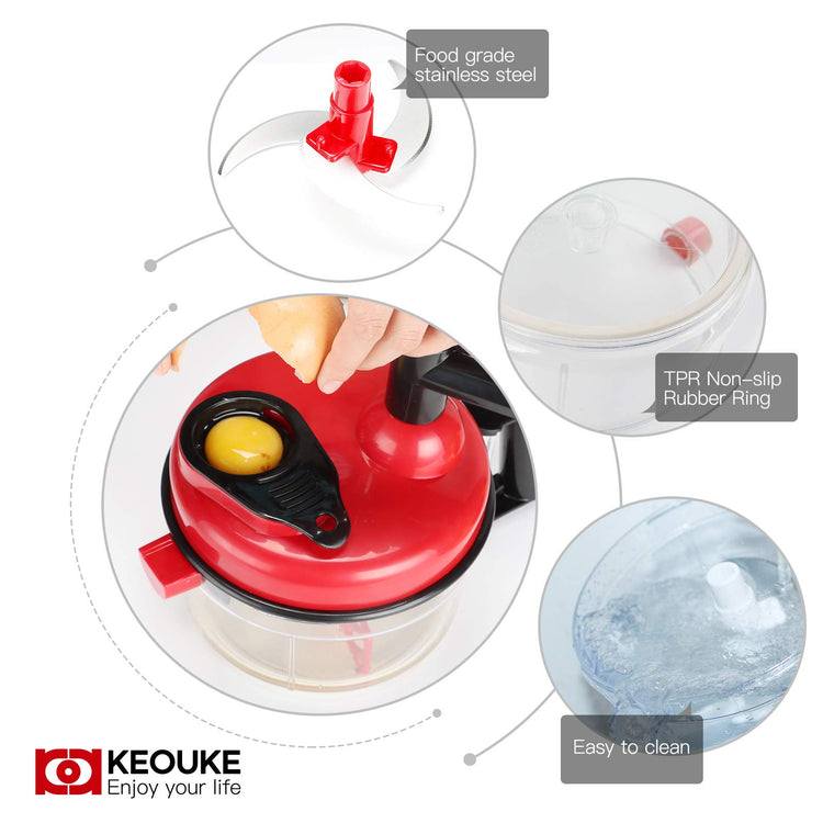 Hand Crank Food Chopper Red