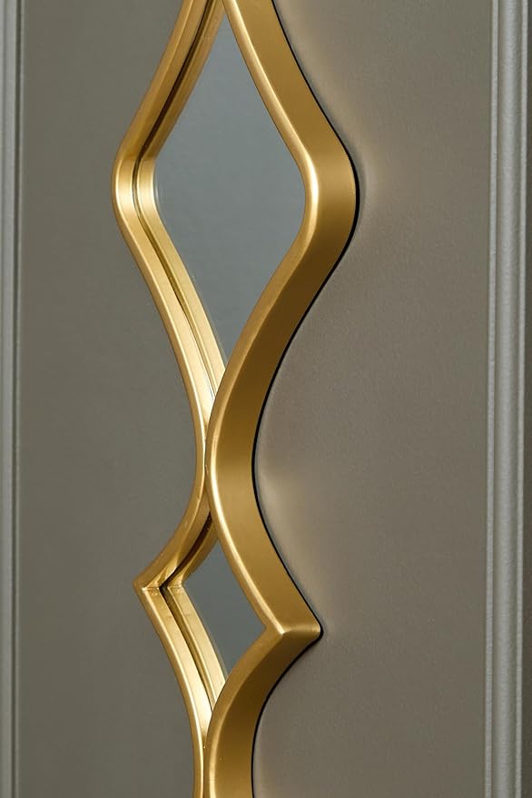 Signature Design by Ashley Harriswood Art Deco Wall Mounted Metal Framed Accent Mirror Set, Set of 2, Metallic