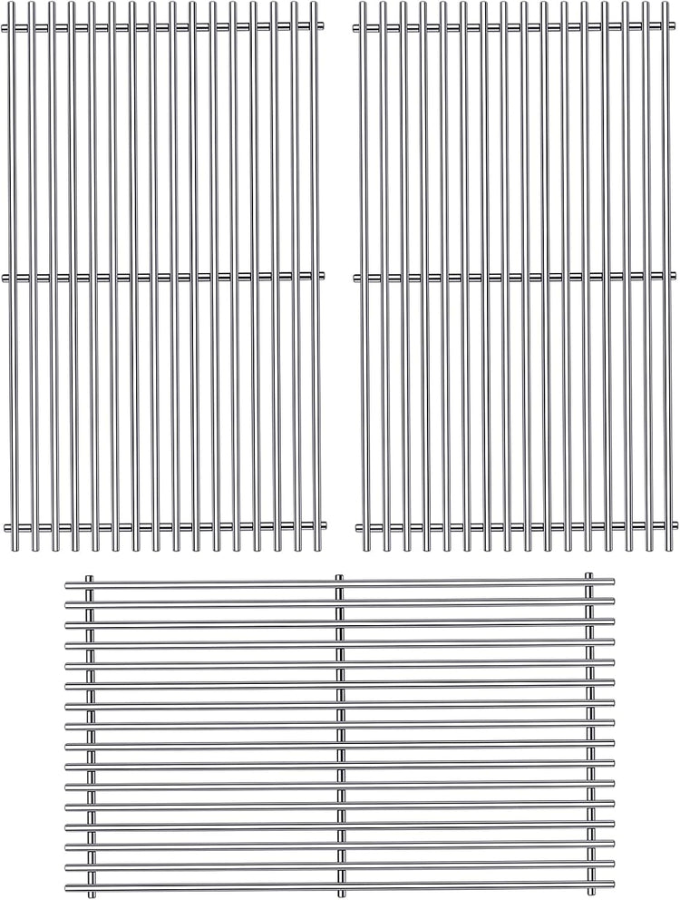 Grill Grates Parts for Weber Genesis Grill 66089, 66097, Weber Genesis II E-410, S-410, E/S-415, E/S-435, LX E/S-440, 18” Stainless Steel Grids BBQ Gas Grill Replacement Parts