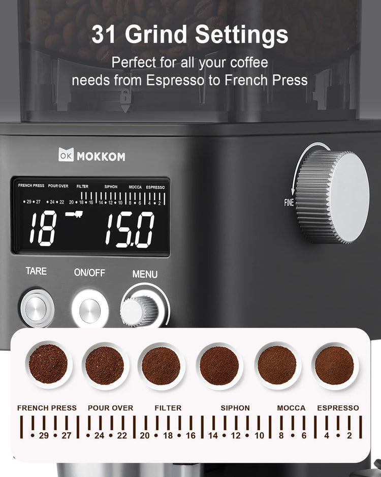 Electric Conical Burr Coffee Grinder with Removable Coffee Scale
