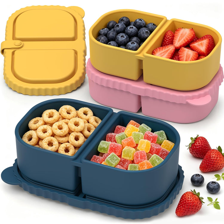 3 Pack Silicone Snack Containers for Kids